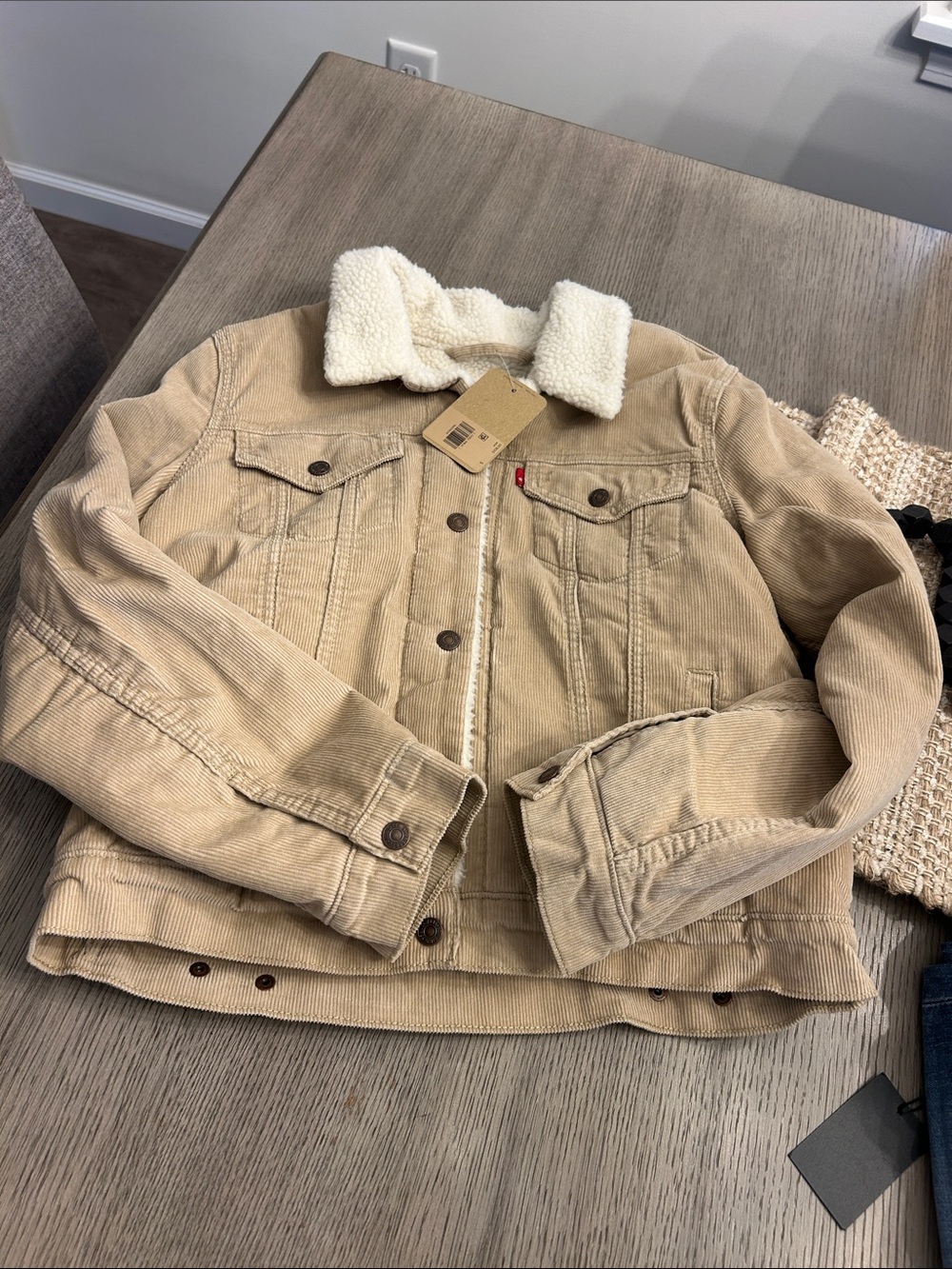 Levi's Beige Corduroy Jacket with Sherpa Collar